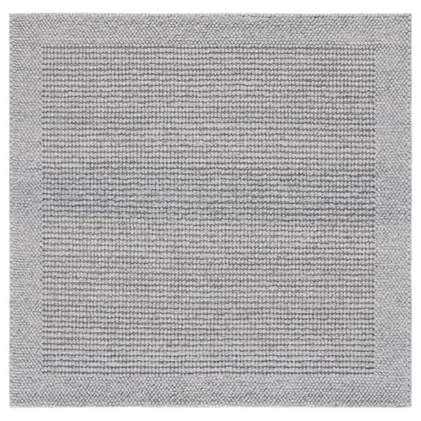 Natura 6 ft. x 6 ft. Gray Solid Border Square Area Rug