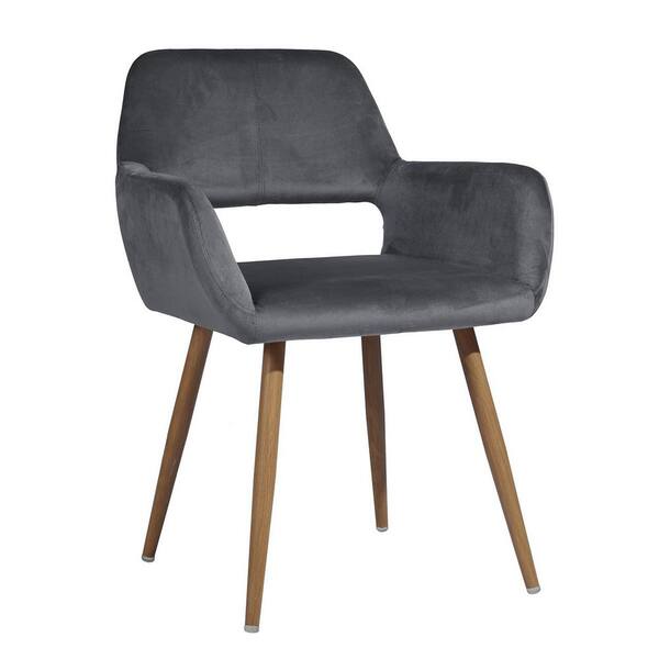 Cromwell Velvet Grey Oak Leg, Gray Upholstered Dining Chairs With Arms