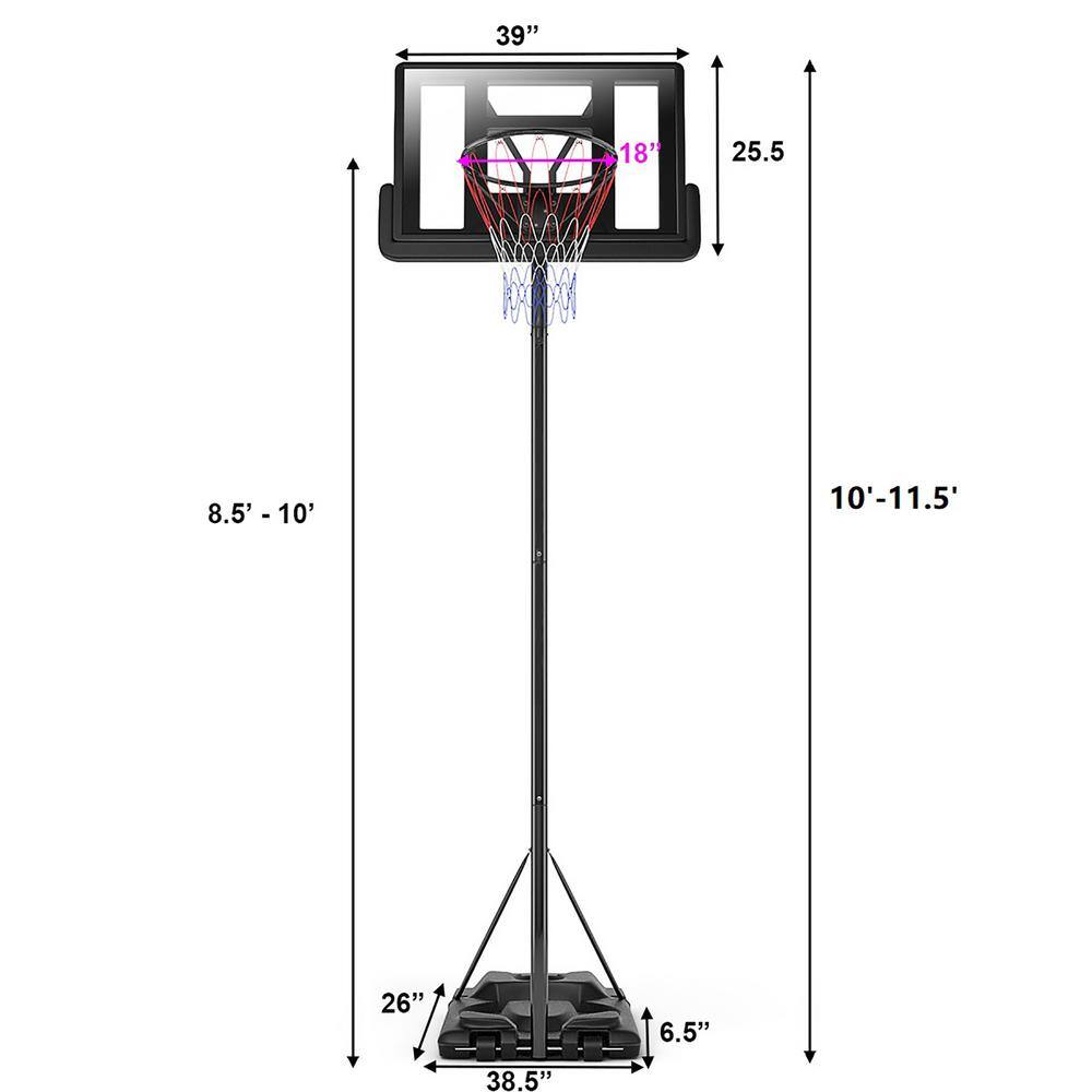 Adjustable Portable Basketball Hoop with Polycarbonate Backboard and Wheels