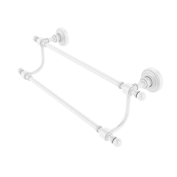 Allied Brass Retro Wave Collection 18 in. Wall Mounted Double Towel Bar in Matte White