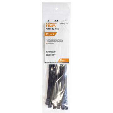 8 in. UV Resist Zip Ties, Black (20-Pack)