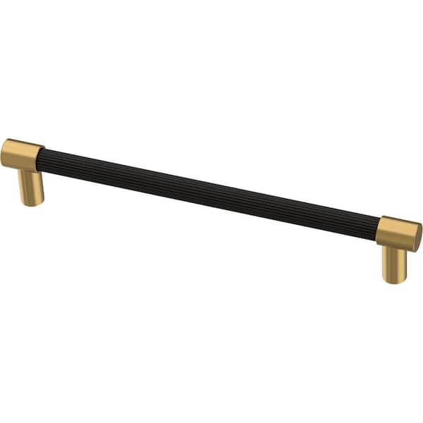 Liberty Fluted 6-5/16 in. (160 mm) Modern Matte Black and Modern Gold Cabinet Handle Drawer Bar Pull