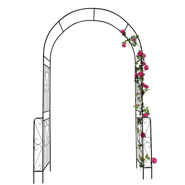 94 .5 in. H x 55 in. W Metal Garden Arch, Climbing Plants Trellis, Outdoor Garden Wedding Party Events, Black