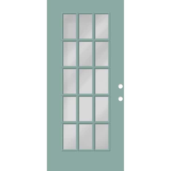 Reliant 36 in. x 80 in. Left-Handed Full Lite 15L SDL Clear Glass Quarry Finish Fiberglass Front Door Slab