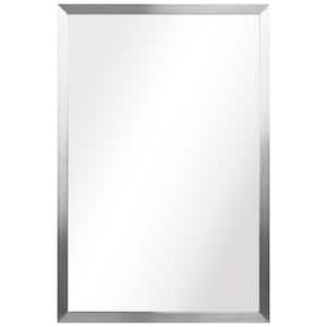 30 in. x 20 in. Contempo Rectangle Brushed Silver Stainless Steel Framed Wall Mirror