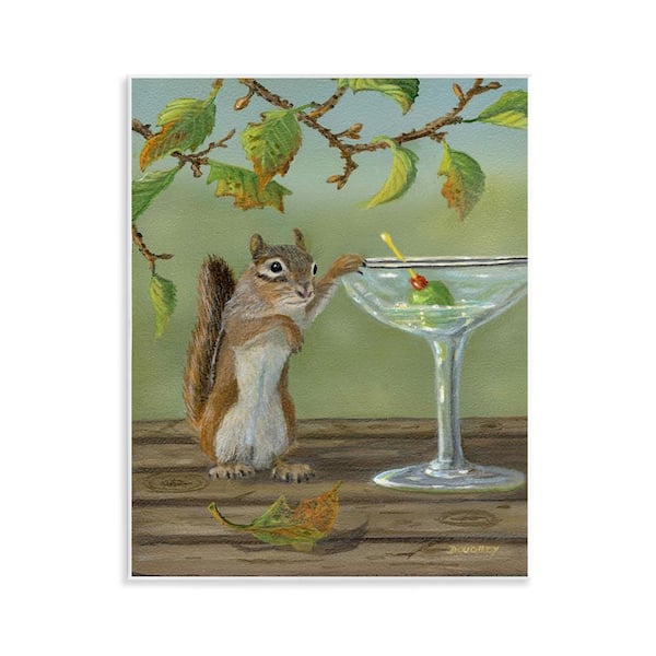 Stupell Industries Happy Hour Chipmunk by Terry Doughty Unframed Food Graphic Art Print 14 in. x 11 in.