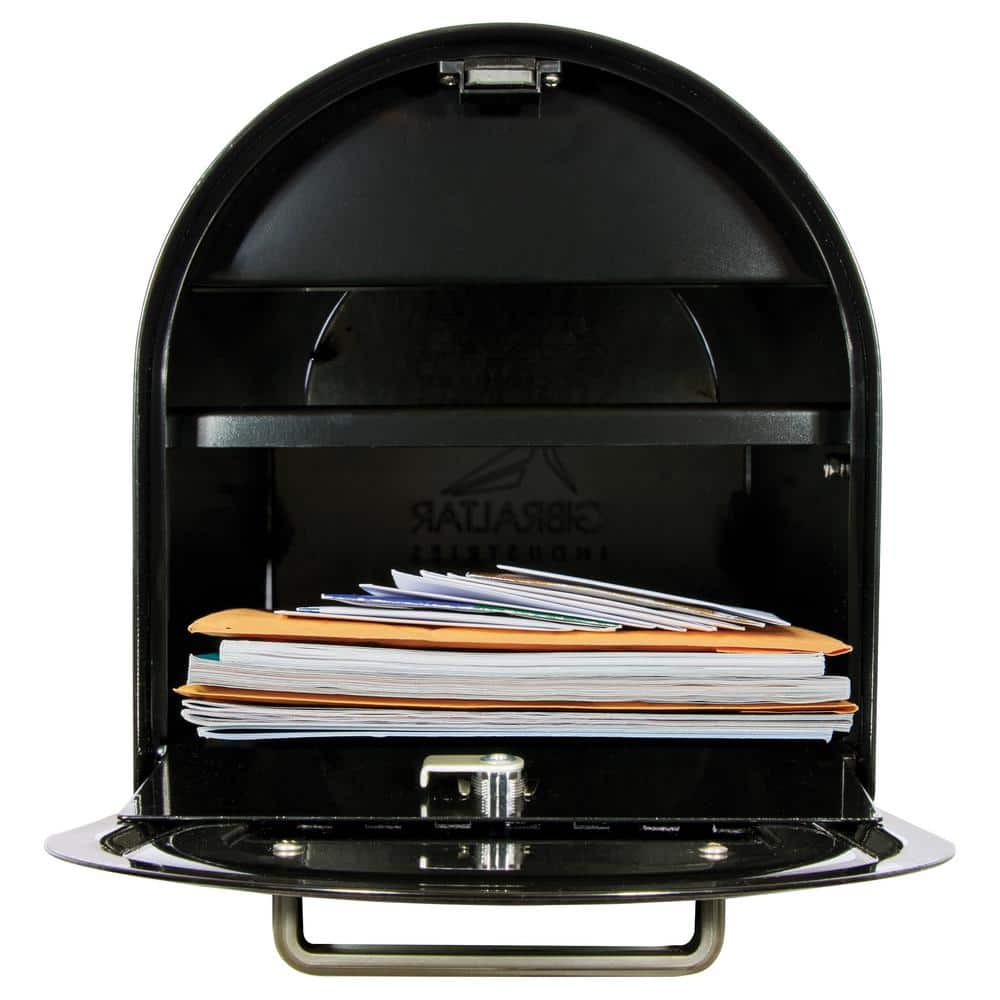 Large Black Lockable Steel Post-Mount Mailbox