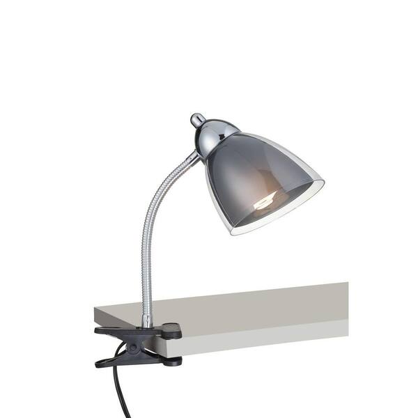 Illumine Designer Collection 12 in. Chrome Desk Lamp with Smoke Acrylic Shade
