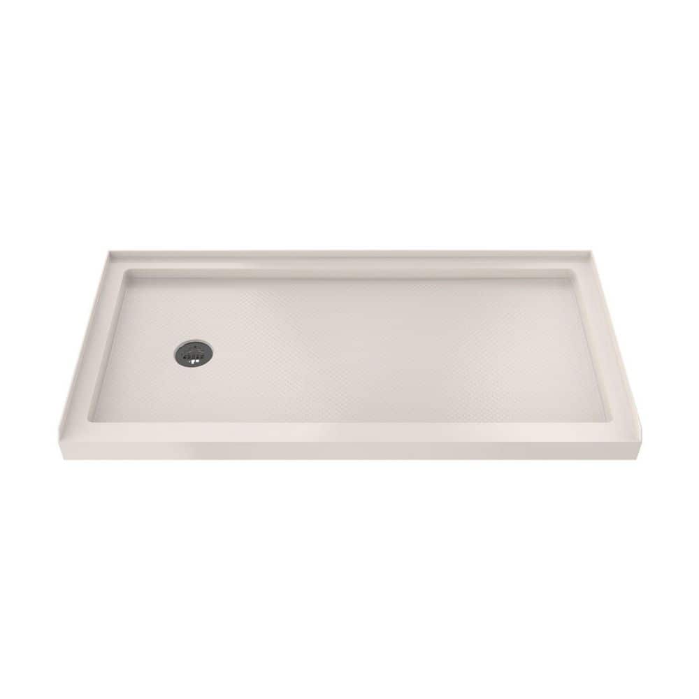 SlimLine 60 in. L x 34 in. W Alcove Rectangular Biscuit Shower Pan Base with 2 in. Round Left Drain in Matte Black price history on PriceWatchPro