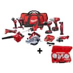 M18 18V Lithium-Ion Cordless Combo Kit (10-Tool) with (2) Batteries, Charger and (2) Tool Bags & Hole Saw Set