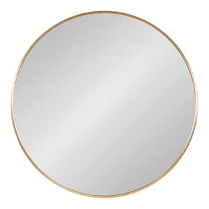 Zayda 23.58 in. W x 23.58 in. H Gold Round Mid-Century Framed Decorative Wall Mirror