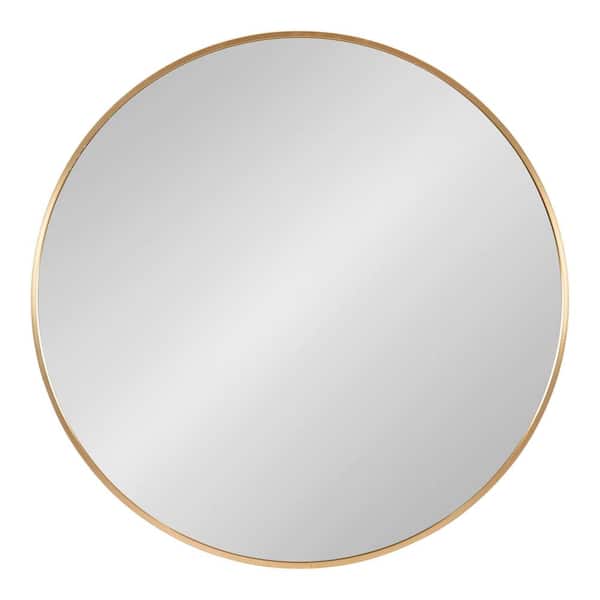 Kate and Laurel Zayda 23.58 in. W x 23.58 in. H Gold Round Mid-Century Framed Decorative Wall Mirror