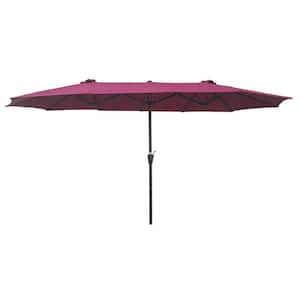 15 ft. x 9 ft. Large Double-Sided Rectangular Outdoor Market Patio Umbrella in Red