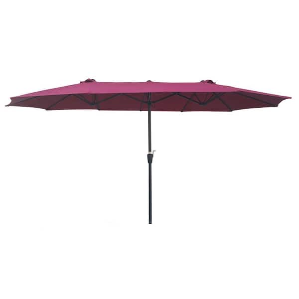 maocao hoom 15 ft. x 9 ft. Large Double-Sided Rectangular Outdoor Market Patio Umbrella in Red