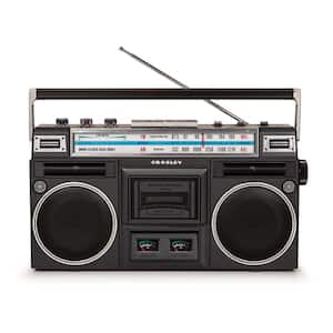 Crosley CT100B-SI Retro Portable Cassette Player with Bluetooth and Built-in Microphone AM/FM Radio Silver 