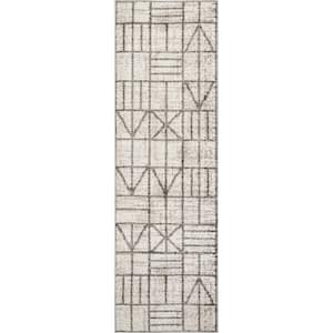 Clea Modern Tiles Gray 2 ft. x 6 ft. Runner Rug