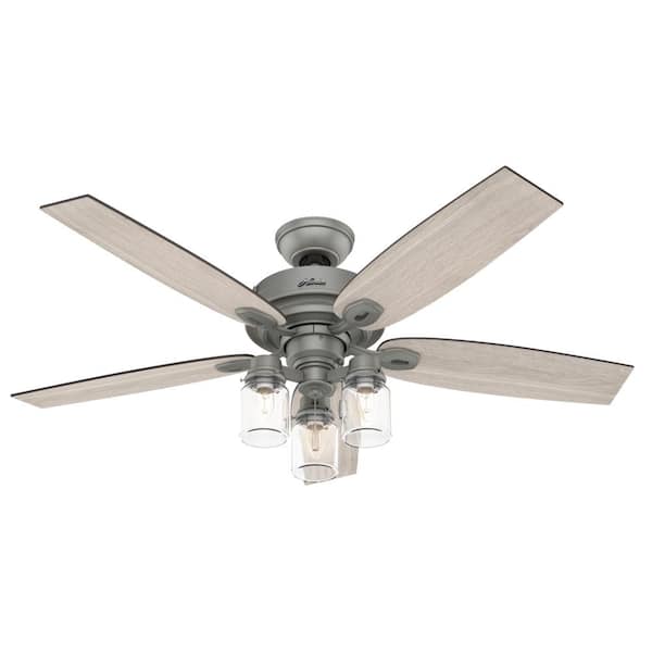 Hunter Crown Canyon 52 in. LED Indoor Matte Nickel Ceiling Fan with Light Kit