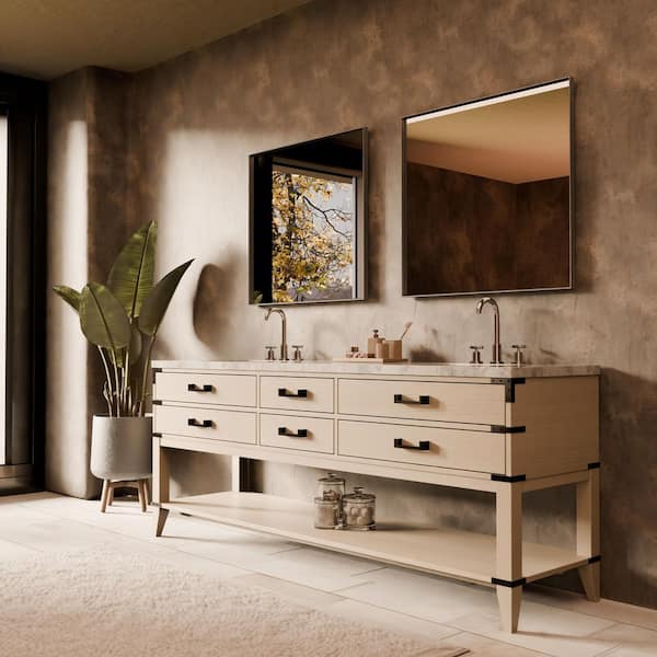 Irvington 80 in. W x 22 in. D White Oak Double Bath Vanity with Carrara Marble Top