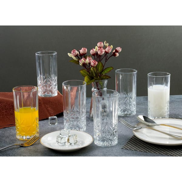 Lorren Home Trends 12 oz. Textured Highball Drinking Glass (Set of 6) BG-03  - The Home Depot