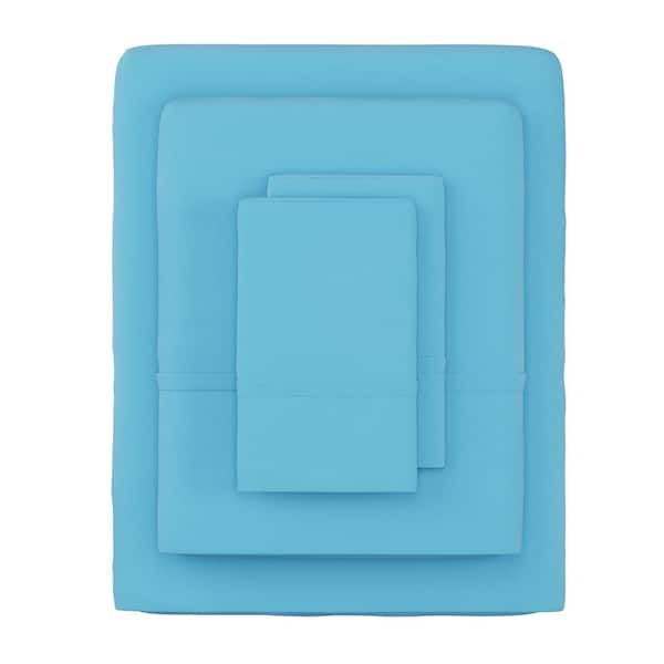 Lavish Home 4-Piece Light Blue Solid 75 Thread Count Polyester Full Sheet Set