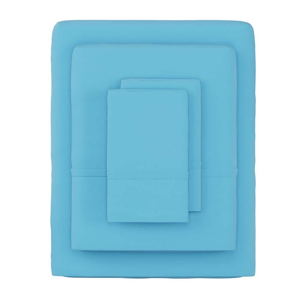 3-Piece Light Blue Microfiber Twin Sheet Set