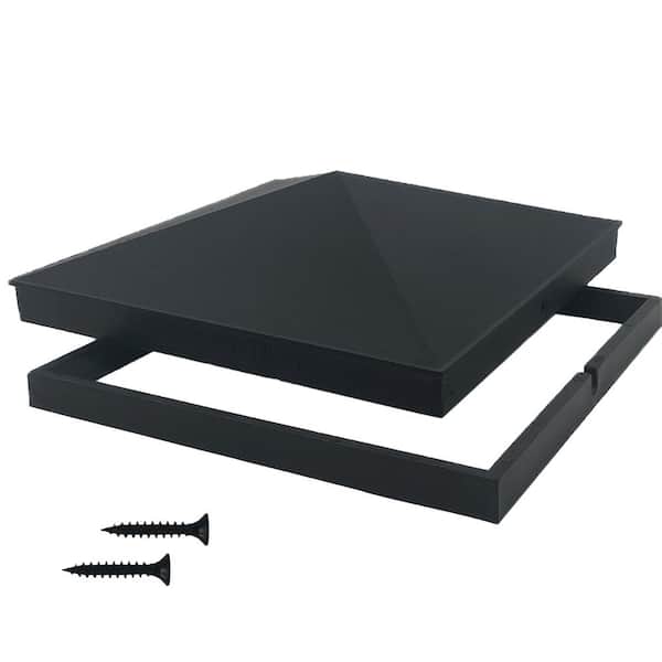 NUVO IRON 8 in. x 8 in. Black Aluminum Ornamental Pyramid Post Cap (12-Pack)