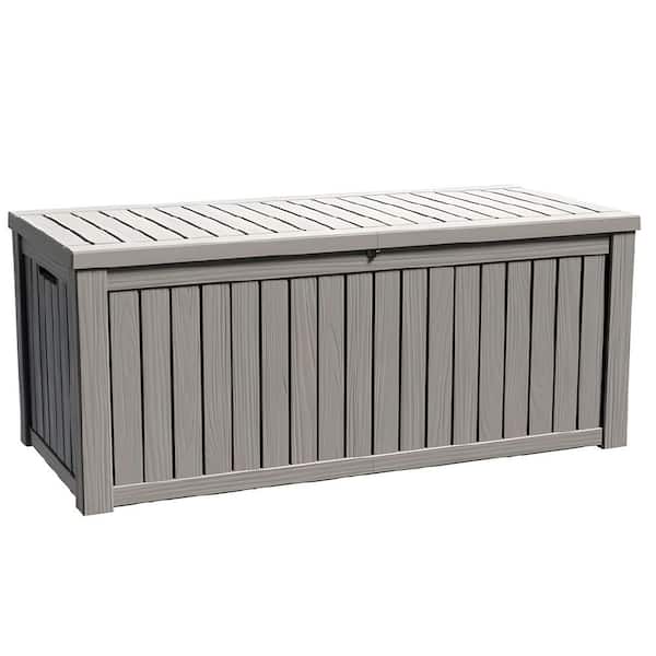 Gray 150 Gal. Waterproof Lockable Resin Deck Box, UV Resistant Outdoor Storage Box for Patio Cushions, Gardening Tools