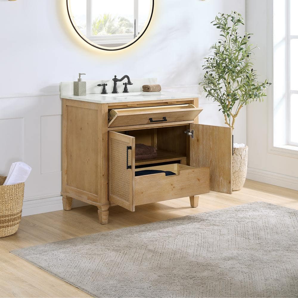 Solana 36" Weathered Fir and White Quartz Vanity