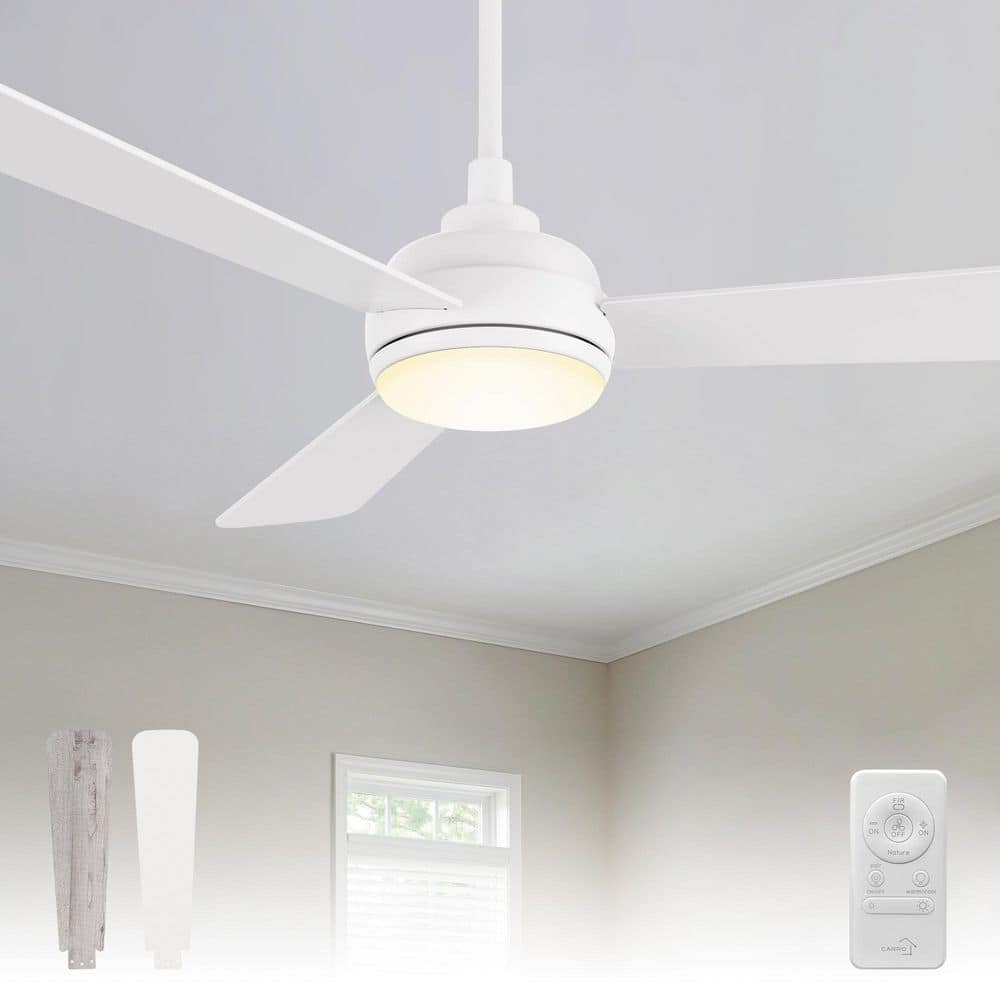 Audra 52 in. Indoor Matte White Downrod Ceiling Fan with LED Light Kit, Remote Control and 10-Speed Reversible DC Motor price history on PriceWatchPro