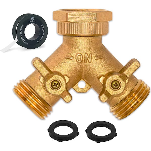 Morvat Brass Garden Hose Splitter, Heavy-Duty 2-Way Hose Connector Fitting