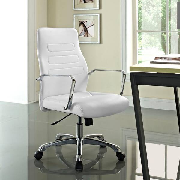 MODWAY Depict Mid Back Aluminum Office Chair in White