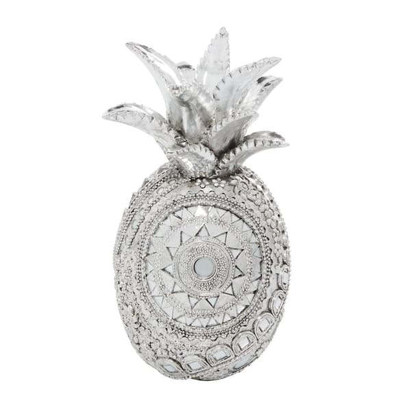Litton Lane 12 in. x 7 in. Silver Polystone Glam Fruits Sculpture