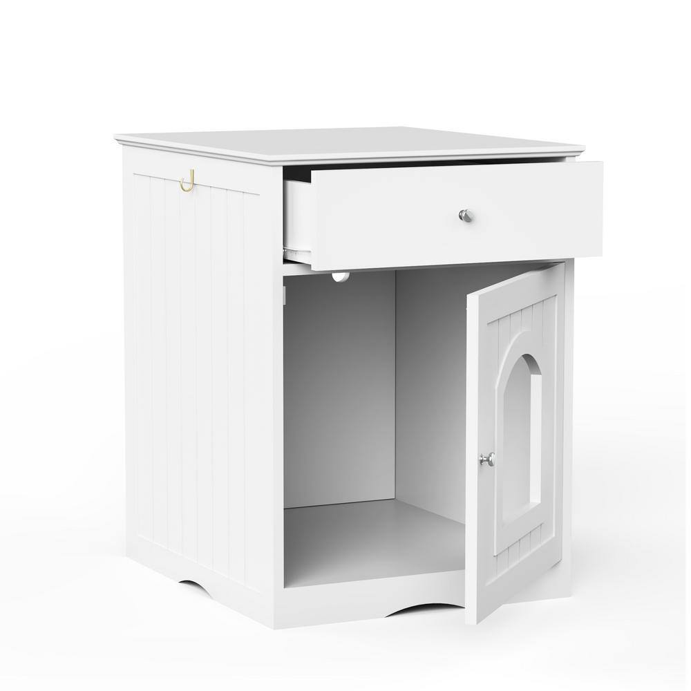 White 19 in. W x 21 in. D x 25 in. H Pet House Cat Litter Box Enclosure with Drawer (Cat Side Table, Nightstand） price history on PriceWatchPro