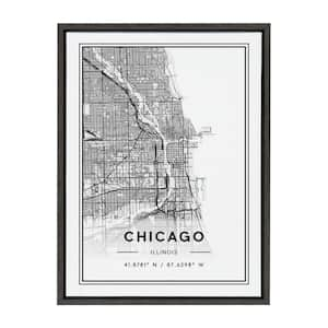 Sylvie Chicago Modern Map by Jake Goossen Framed Canvas Map Art Print 24 in. x 18 in.