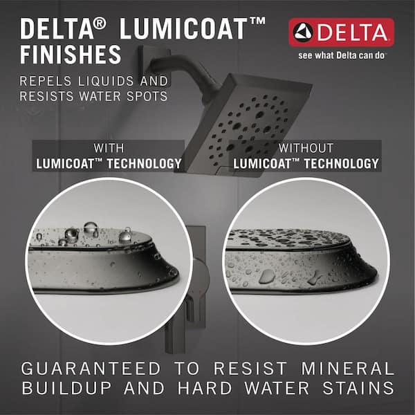 1-Spray Patterns 2.5 GPM 11.75 in. Wall Mount Fixed Shower Head in Lumicoat Black Stainless