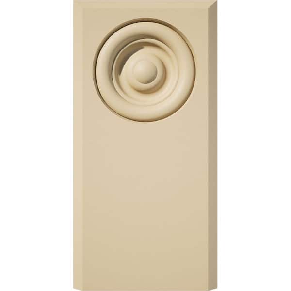Ekena Millwork 3-1/2-in W x 7-in H x 1-in P Standard Foster Bullseye Plinth Block with Beveled Edge