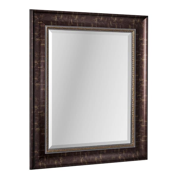 31 in. W x 37 in. H Framed Rectangular Beveled Edge Bathroom Vanity Mirror in Bronze