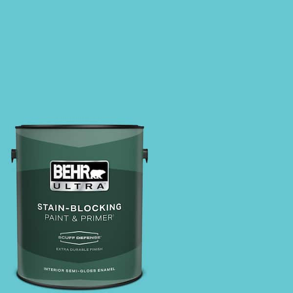 BEHR ULTRA 1 gal. #P470-4 Paradise Sky Extra Durable Semi-Gloss Enamel Interior Paint & Primer