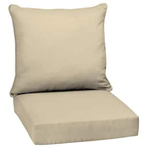 24 in. x 24 in. Waterproof Outdoor Deep Seat Bottom and Back Cushions Set for Patio Yard, Tan