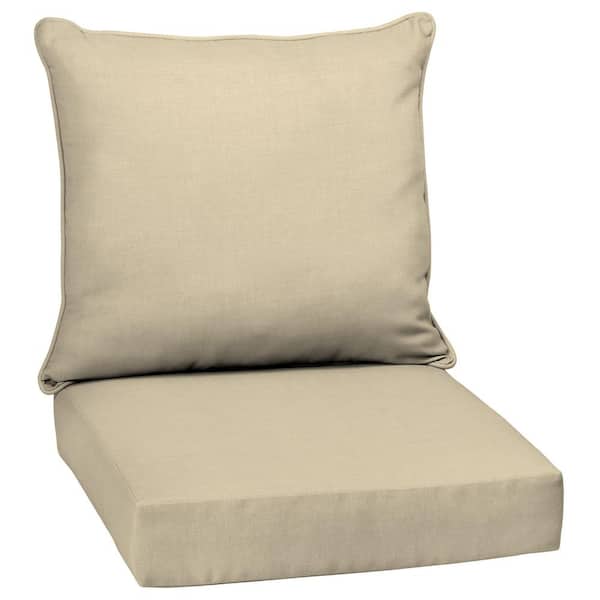 Angel Sar 24 in. x 24 in. Waterproof Outdoor Deep Seat Bottom and Back Cushions Set for Patio Yard, Tan