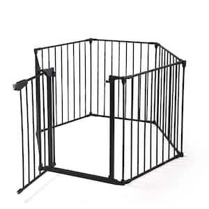 Black 146 in. x 29 in. Metal Foldable Pet Barrier Gate
