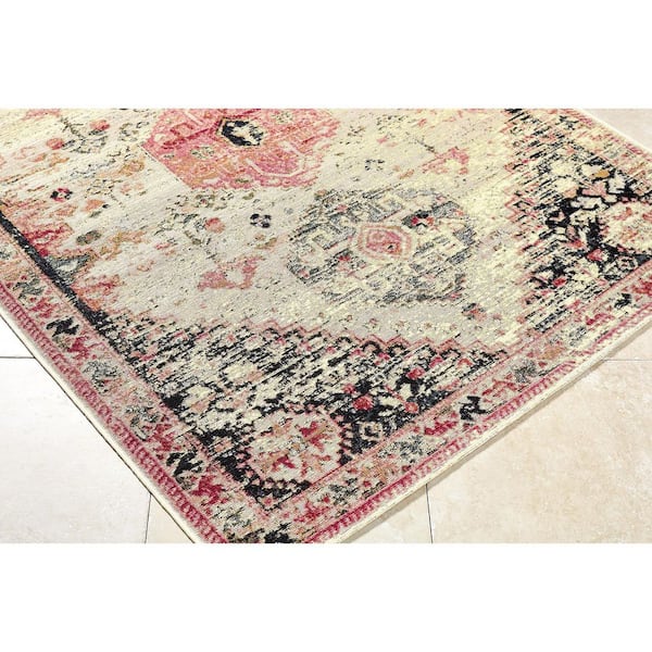 Warsaw Pink/Grey Traditional 8 ft. x 10 ft. Indoor/Outdoor Area Rug