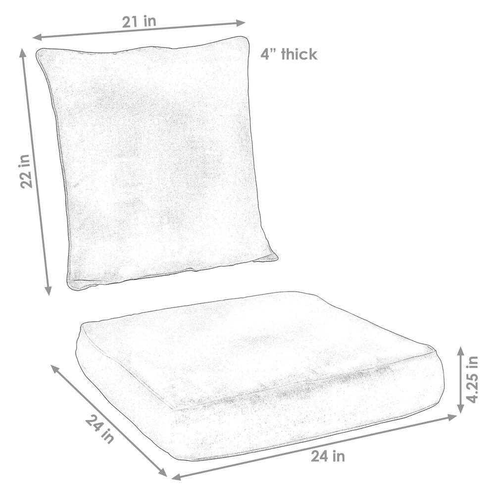 Plush Deep Seating Indoor/Outdoor Chair Cushion Set in Blue
