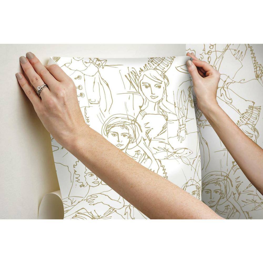 Gold Damask Non-Pasted Washable Wallpaper
