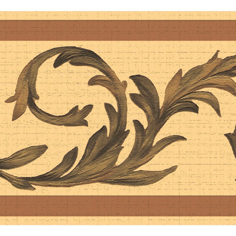 Falkirk Dandy Green, Beige Floral Scrolls Damask Peel and Stick Wallpaper B