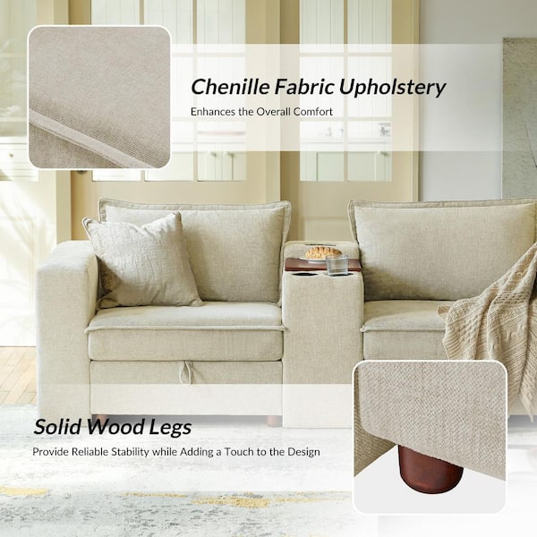 JAYDEN CREATION Zareon 144 in. Square Arm Polyester Beige Modern 6