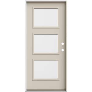 36 in. x 80 in. Left-Hand/Inswing 3 Lite Equal Clear Glass Primed Steel Prehung Front Door