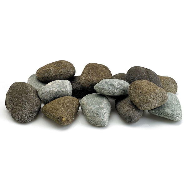 American Fire Glass Natural Color Set Lite Stones - 15 Stone Set Includes 2 lbs. Small Lava Rock