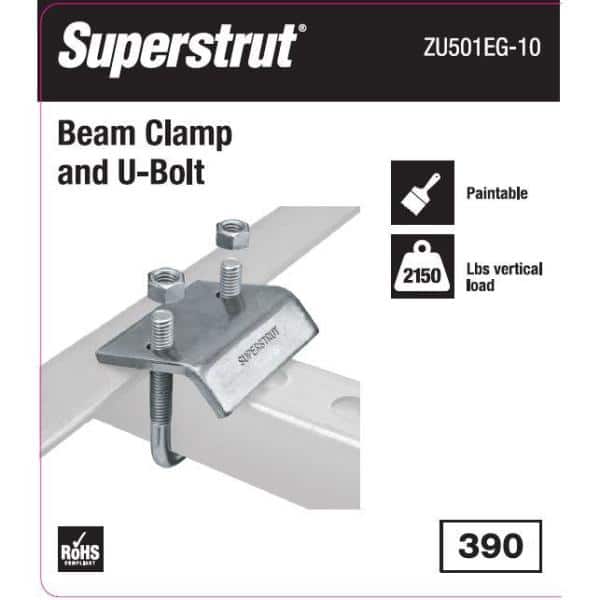 Strut to Beam Clamp With Square U-Bolt and J-Hook ( 2 ⁷⁄₁₆ & 3 ¼ channel)  - Wheatland