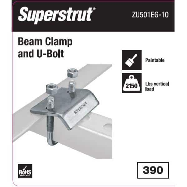 Channel to Beam Strut Clamp with U-Bolt - Silver Galvanized